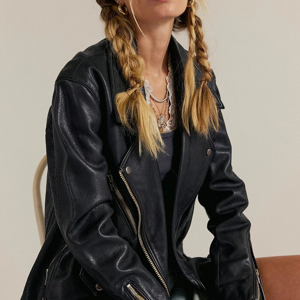 We The Free Jealousy Leather Moto Jacket - Free People - Black -X SMALL - NWT